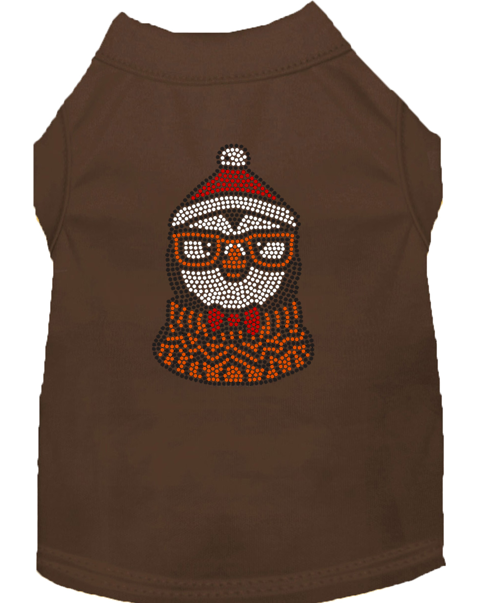 Hipster Penguin Rhinestone Dog Shirt Brown XL